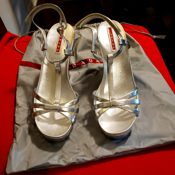 Prada wedges silver exelent condition - Picture 1 of 11